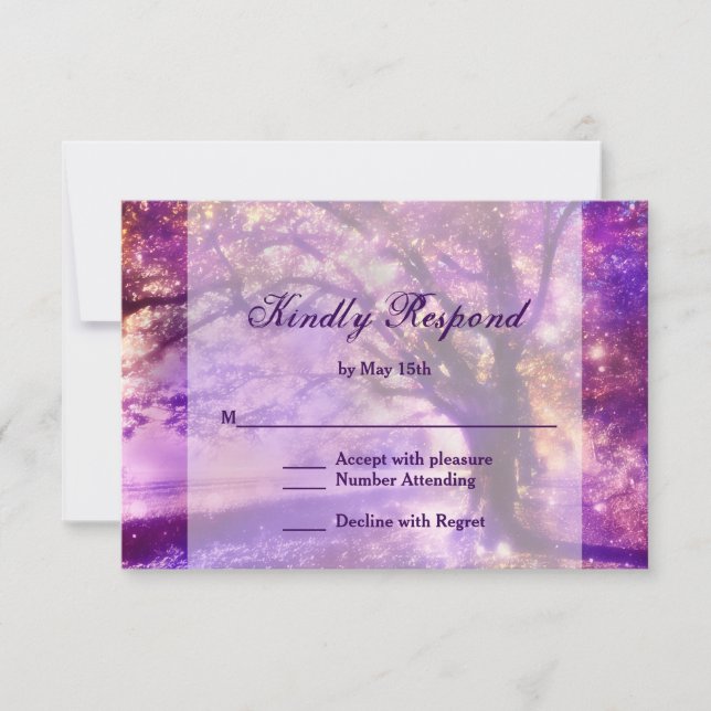 Rustic Lila Oak Träd Bröllop OSA Card (Framsida)