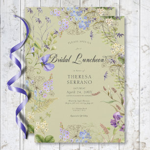 Rustic Lila Sage Wildblomsage Möhippa Luncheon Inbjudningar