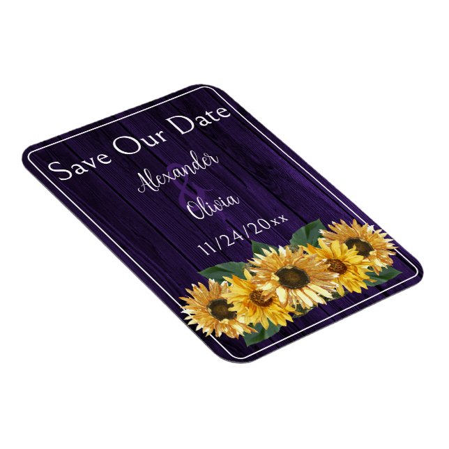 Rustic Lila Solros Spara datum magneter (Högersidan)