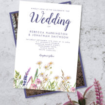 Rustic Lila Watercolor Wildblomfoto Bröllop
