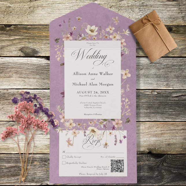 Rustic Lila Wildblomme Ram QR-kod (Skapare uppladdad)