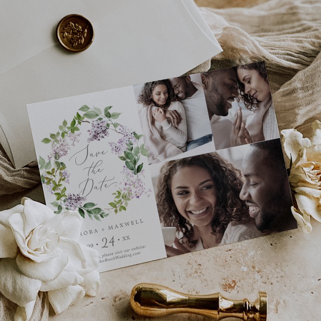 Rustic Lilac 3 Photo Collage Spara datumet (Skapare uppladdad)