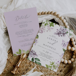 Rustic Lilac allt på en Bröllop Inbjudningar