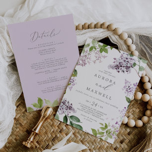 Rustic Lilac allt på en Bröllop Inbjudningar