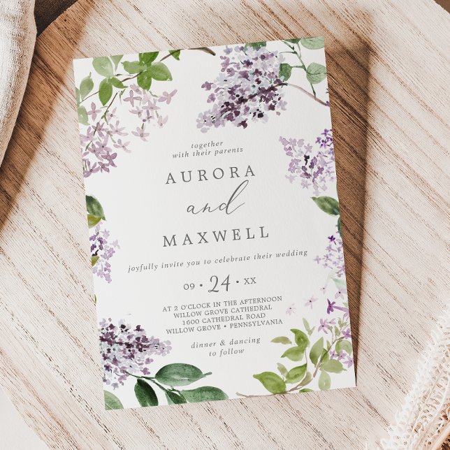 Rustic Lilac Avslappnad Wedding bjudande Inbjudningar (Skapare uppladdad)