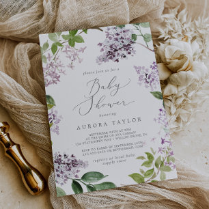 Rustic Lilac Baby Shower Inbjudningar