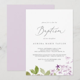 Rustic Lilac Baptism Inbjudningar