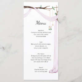 Rustic Lilac Drapp Träd Gren Bröllop Menu Meny