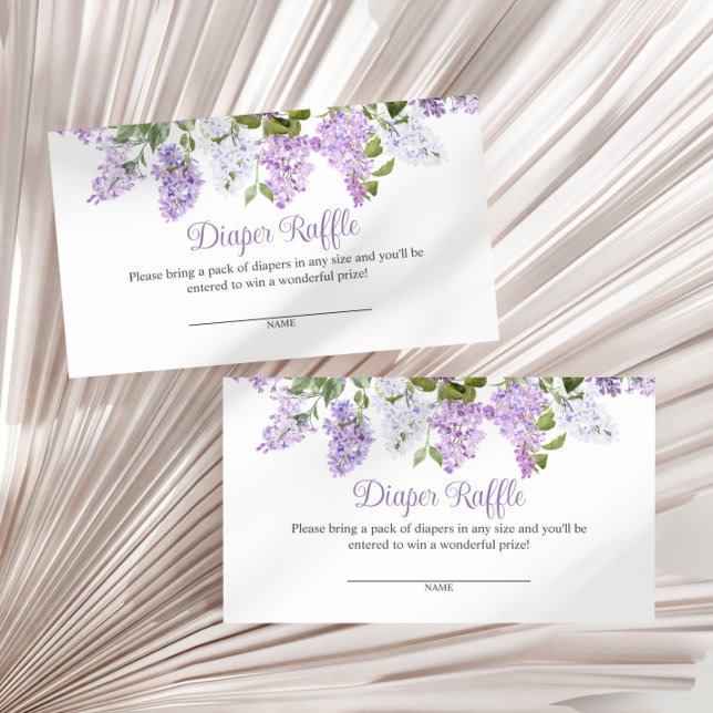 Rustic Lilac Flowers Baby Shower Diaper Raffle Tilläggskort (Skapare uppladdad)