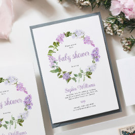 Rustic Lilac Flowers Baby Shower-inbjudan Inbjudningar