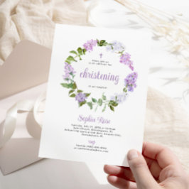 Rustic Lilac Flowers Christening-inbjudan Inbjudningar