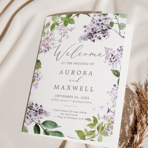 Rustic Lilac Folded Bröllop Program