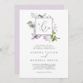 Rustic Lilac Formal Monogram Bröllop Inbjudningar
