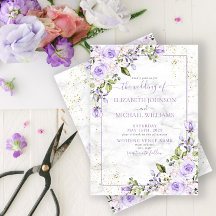 Rustic Lilac Lavender Guld Marble Blommigt Bröllop