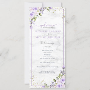Rustic Lilac Lavender Guld Marble Blommigt Program