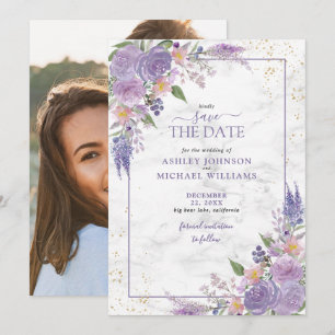 Rustic Lilac Lavender Guld Photo Spara datum Datumet