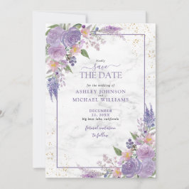 Rustic Lilac Lavender Guld Photo Spara datum Spara Datumet