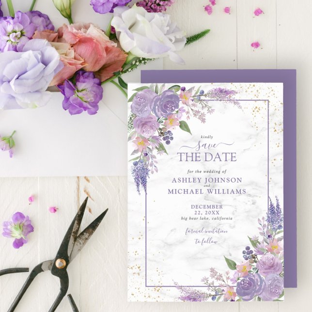 Rustic Lilac Lavender Guld Spara datumet (Skapare uppladdad)
