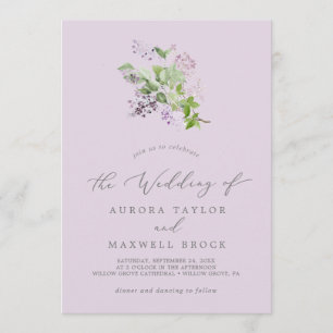 Rustic Lilac Lavender Simple Bröllop Inbjudningar
