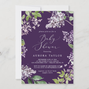 Rustic Lilac Lila Baby Shower Inbjudningar