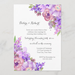 Rustic Lilac Lila blommor Vow Renewal Inbjudningar