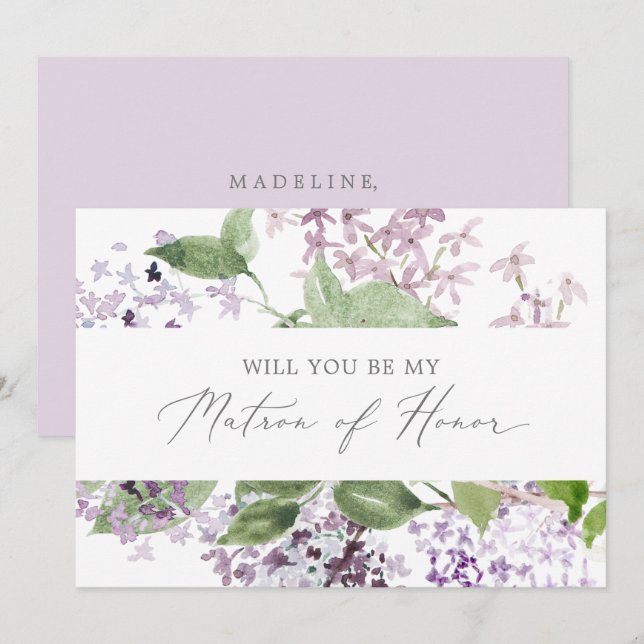 Rustic Lilac Matron of Honor Frieri kort (Fram/baksida)
