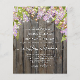 Rustic Lilacs & Ljus BUDGET-bröllopsinbjudan