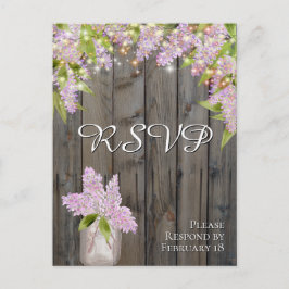 Rustic Lilacs with Barn Wood & Ljus Bröllop OSA Vykort