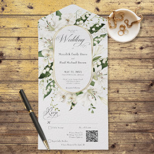 Rustic Lily of the Valley Blommigt White QR Code