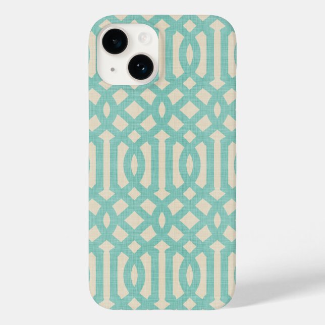 Rustic Linen Beige och Aqua Trellis (Baksida)