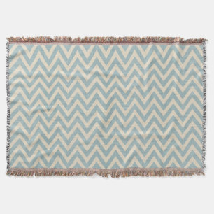 Rustic Linen Beige och Blue Chevron Filt