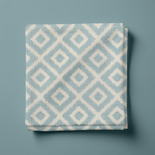 Rustic Linen Beige och Blue Ikat Diamonds Tyg