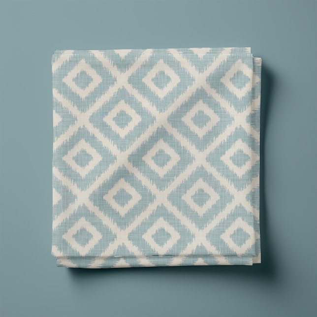 Rustic Linen Beige och Blue Ikat Diamonds Tyg (Skapare uppladdad)