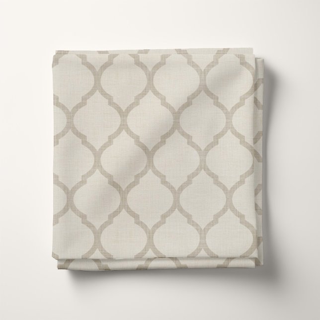Rustic Linen Beige och Taupe Moroccan Quatrefoil Tyg (Skapare uppladdad)