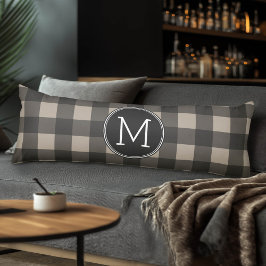Rustic Linen Black Buffalo Play Mönster Monogram Kroppskudde