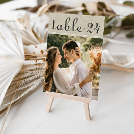 Rustic Linen Bröllop Photo Bordsnummer
