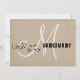 Rustic Linen Canvas Bröllop ska vara min bridesmai Inbjudningar