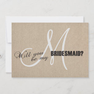 Rustic Linen Canvas Bröllop ska vara min bridesmai Inbjudningar