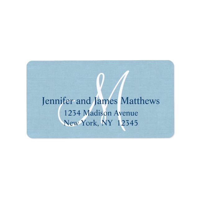Rustic Linen Monogram för Bröllop Adressetikett (Framsidan)
