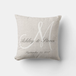 Rustic Linen Titta med White Monogram Kudde
