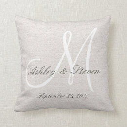 Rustic Linen Titta med White Monogram Kudde