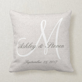 Rustic Linen Titta med White Monogram Kudde