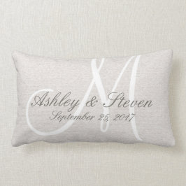 Rustic Linen Titta med White Monogram Lumbarkudde