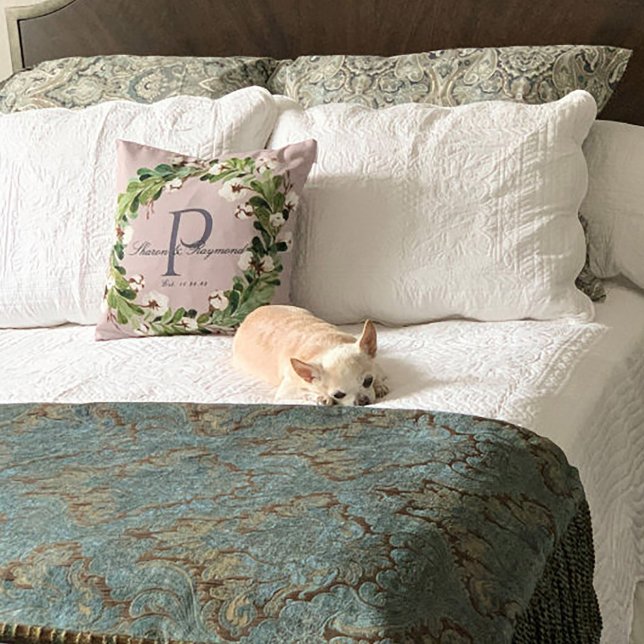 Rustic Linen Wandemonogram Bröllop Keepsaké Kudde (Skapare uppladdad)