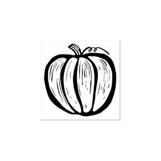 Rustic Lino-cut Pumpkin Fall Halloween Stämpel