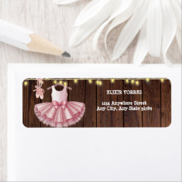 Rustic Little Ballerina Tutu Glitter Baby Shower Returadress Etikett