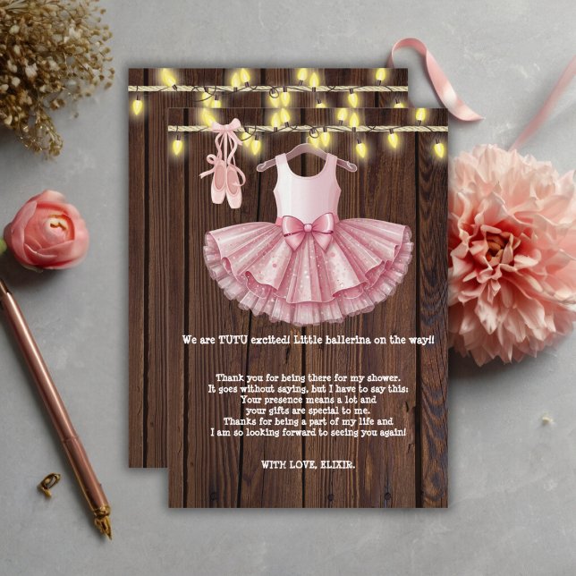 Rustic Little Ballerina Tutu Glitter Baby Shower Tack Kort (Skapare uppladdad)
