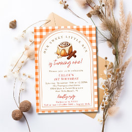 Rustic Little Bun Cinnamon Roll 1:a födelsedagen P Inbjudningar