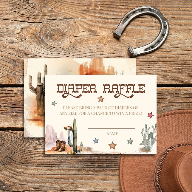 Rustic Little Cowboy Western Diaper Raffle Card Tilläggskort (Skapare uppladdad)