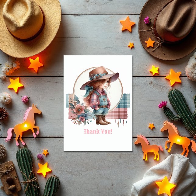 Rustic Little Cowgirl Baby Shower Tack Kort (Rustic Little Cowgirl Baby Shower Thank You Card)